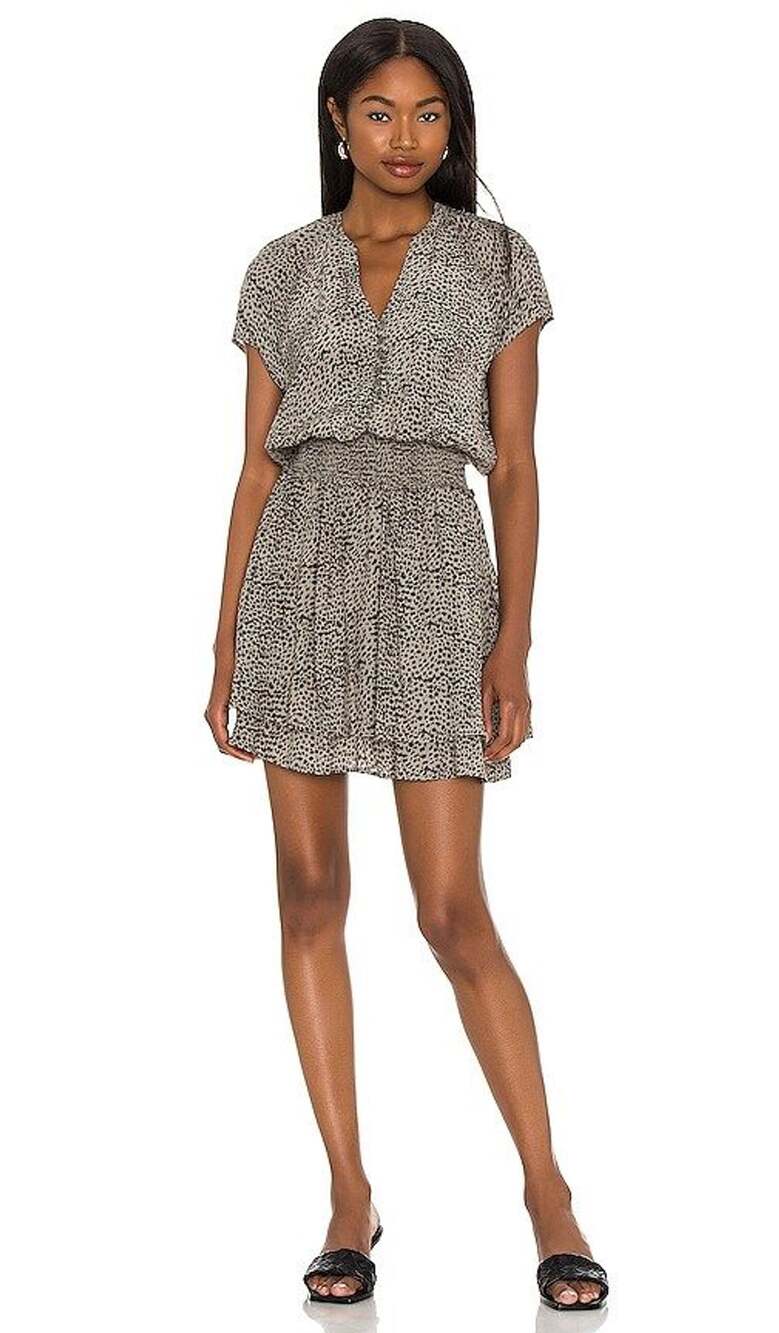 Rails Karla Olive Lynx Smocked Mini Dress